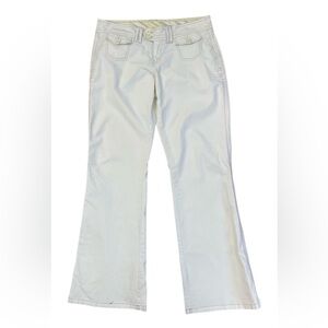 Y2K Hip Hugger Low Flare Boot Taunt Pants 7 Pale Yellow 2000s Prep Club Kid Glam